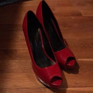 Red Charlotte Russe Peep-toe Stilettos